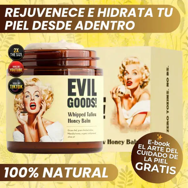 Evil Good ™ Bálsamo de Miel y Sebo de res Anti-Envejecimiento-Hidratación profunda.