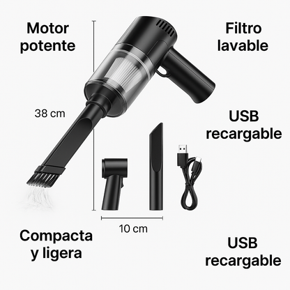 Aspiradora Portátil – Succión Potente – Auto limpio en segundos™.