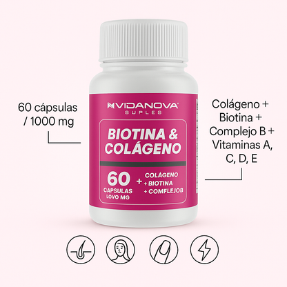 Colágeno y Biotina – Fortalece cabello y piel – Recupera firmeza natural-Repara tu piel.