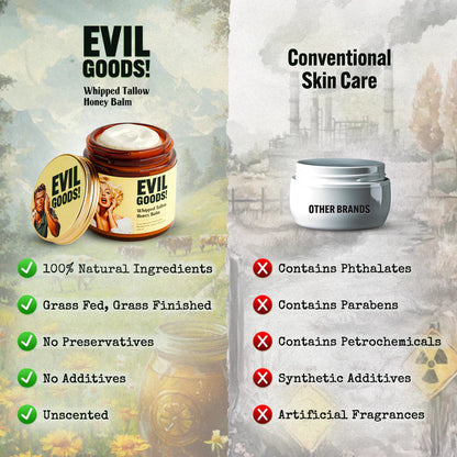 Evil Good ™ Bálsamo de Miel y Sebo de res Anti-Envejecimiento-Hidratación profunda.